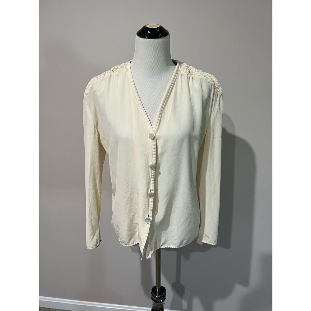Valentino Boutique Vintage Ivory Silk Blouse Size 14